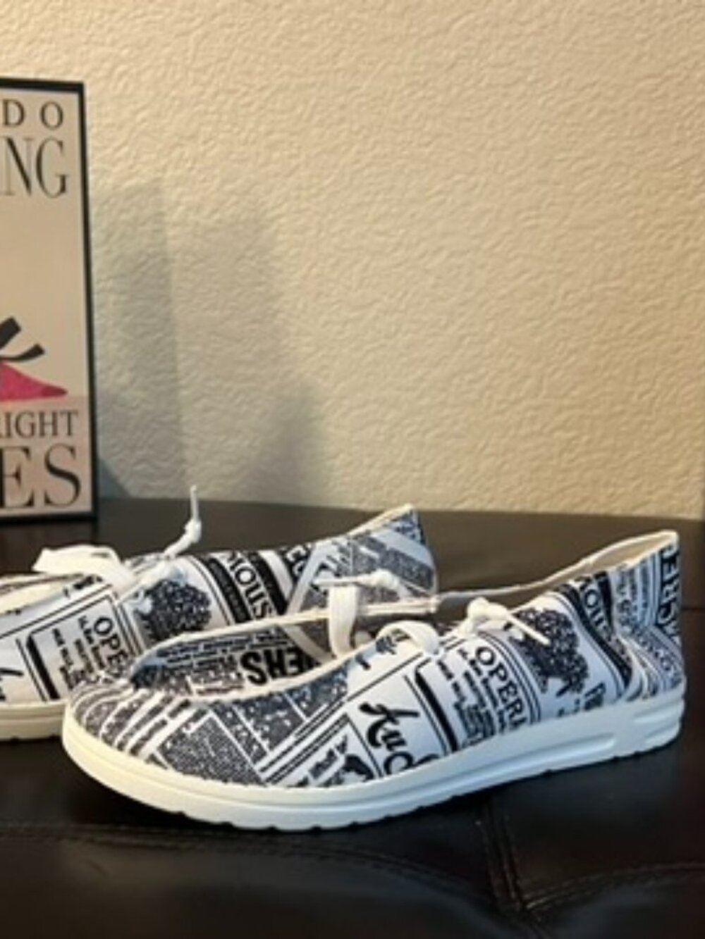 Women's Newspaper Print Canvas Sneaker